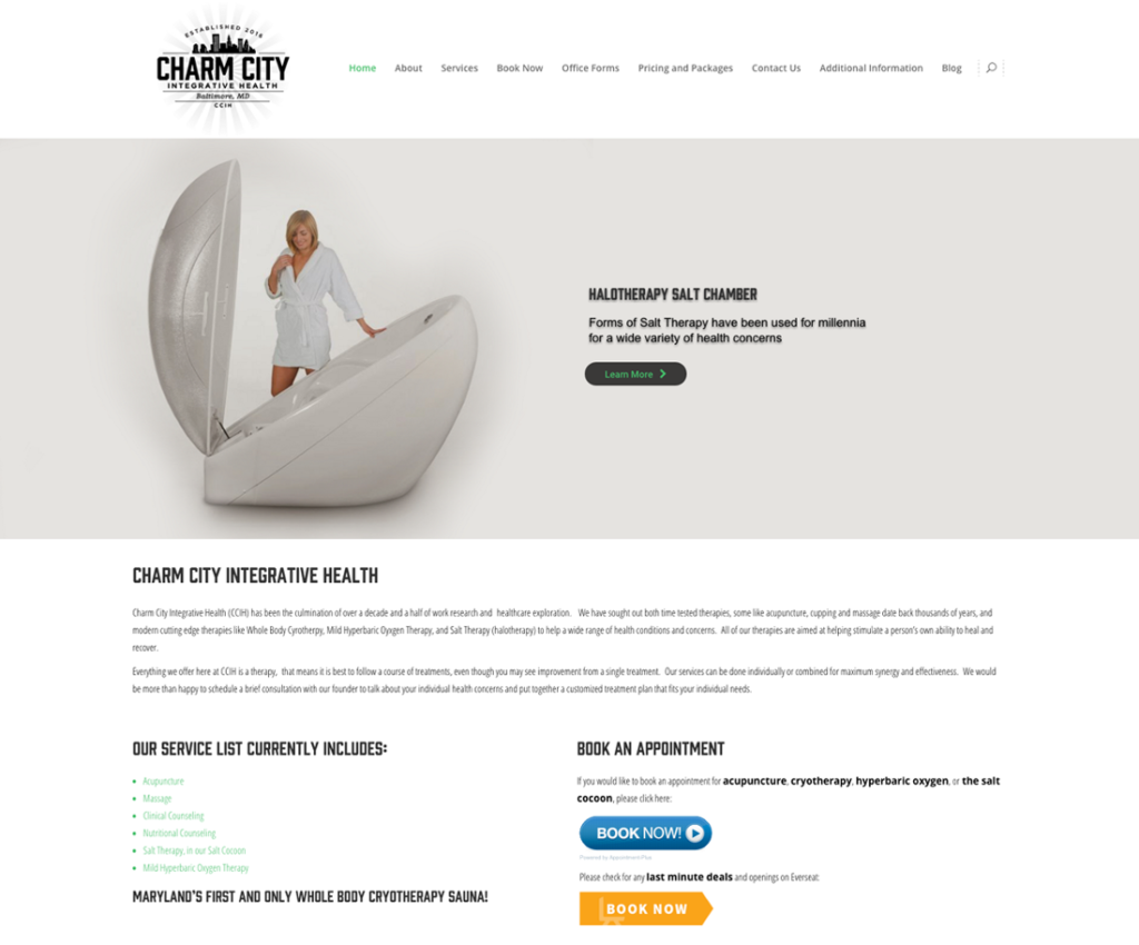wordpress website for Charm City cryotherapy